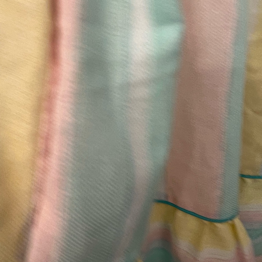 Vintage Cotton Blend Night Dress in Rainbow Pastel Stripes, Medium - Picture 7 of 8